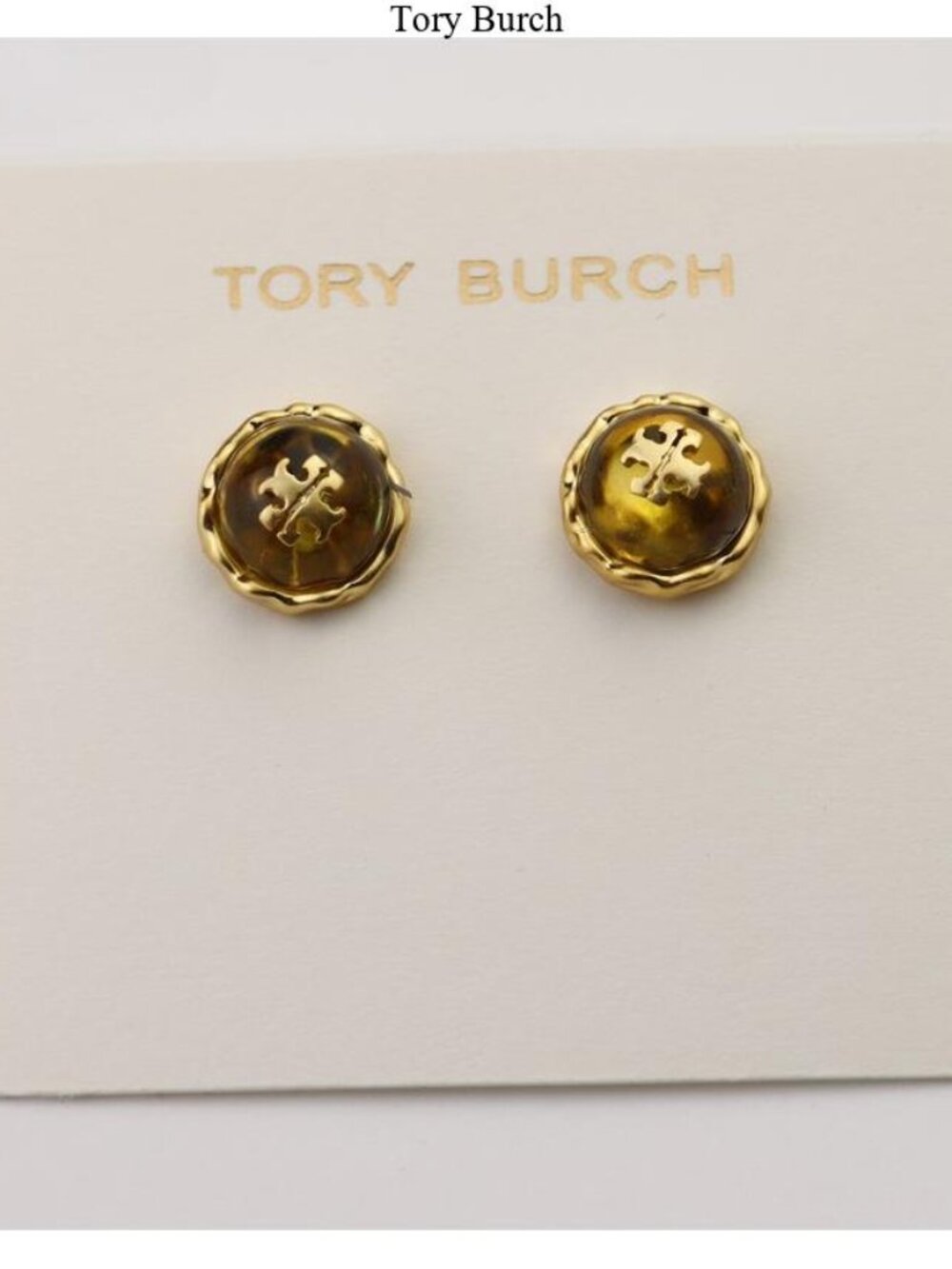 Tory Burch Gold-Tone Logo Dome Stud Earrings